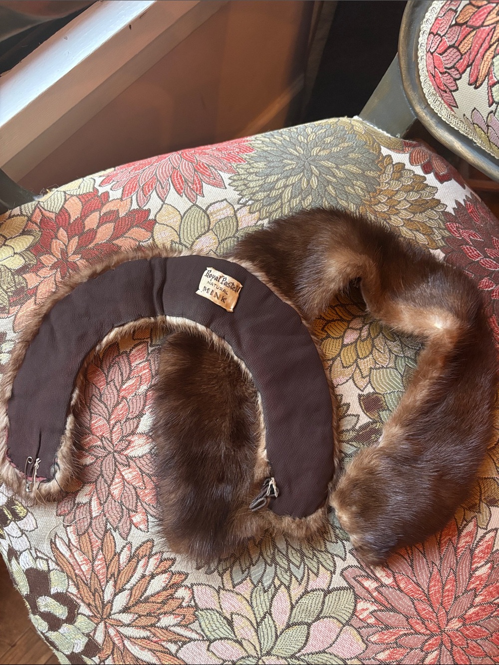 two vintage mink collars